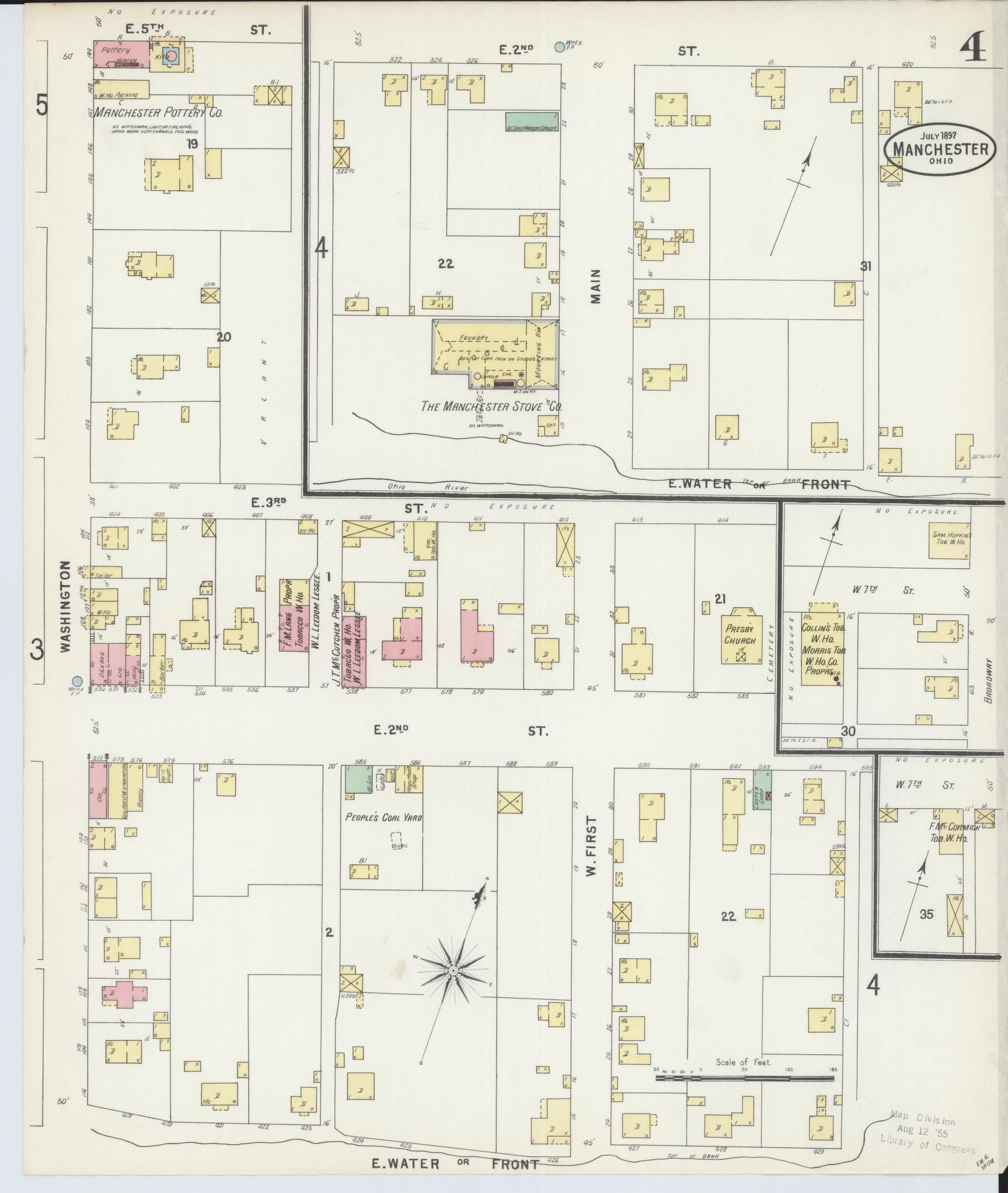 Sanborn Fire Insurance Map from Manchester, Adams County, Ohio (1897), Sheet #0004 - Historic Sanborn Fire Insurance Map Print, vintage old map wall art, antique decor, genealogy gift, Ohio Ohio map