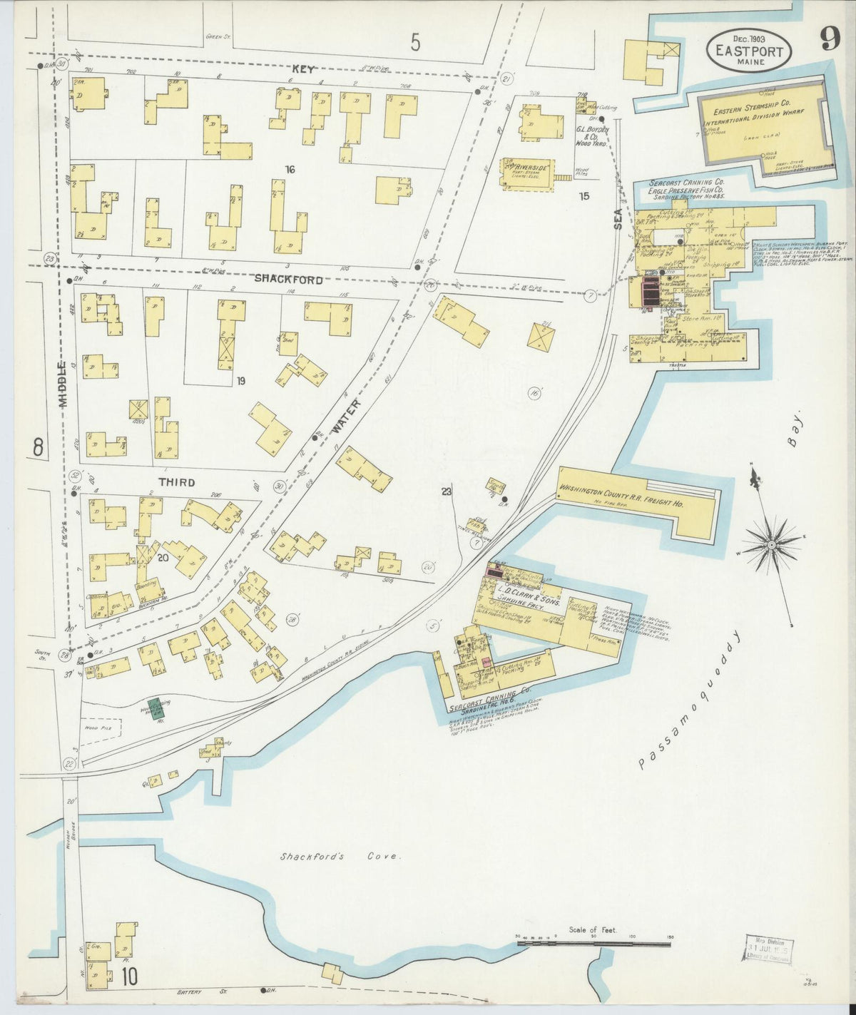 Sanborn Fire Insurance Map from Eastport, Washington County, Maine (1903), Sheet #0009 - Complete Map Set gallery image, historic Sanborn map, vintage wall art, Maine Maine