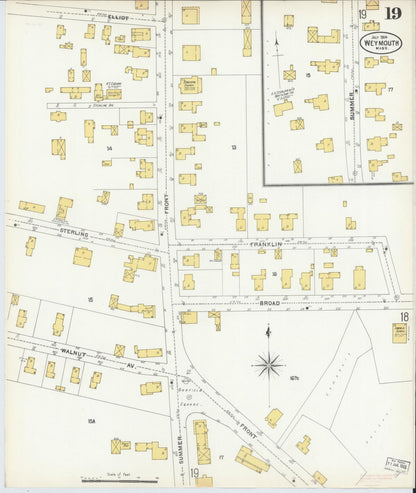 Sanborn Fire Insurance Map from Weymouth, Norfolk County, Massachusetts (1904), Sheet #0019 - Complete Map Set gallery image, historic Sanborn map, vintage wall art, Massachusetts Massachusetts