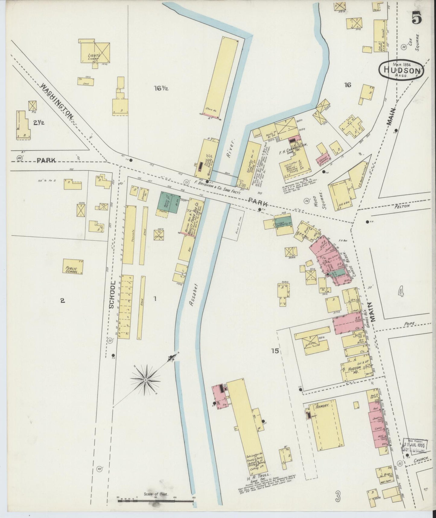Sanborn Fire Insurance Map from Hudson, Middlesex County, Massachusetts (1894), Sheet #0005 - Complete Map Set gallery image, historic Sanborn map, vintage wall art, Massachusetts Massachusetts