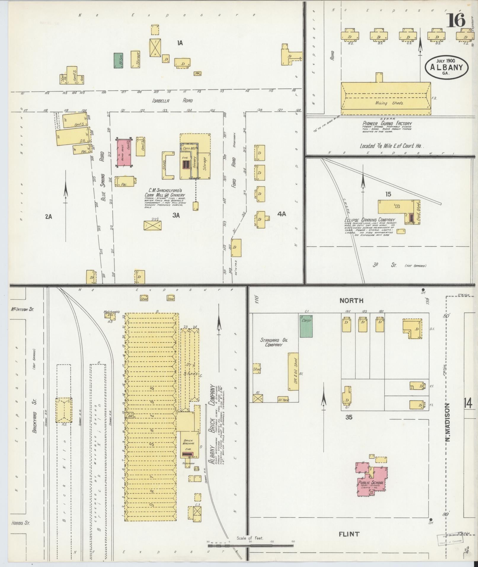 Sanborn Fire Insurance Map from Albany, Dougherty County, Georgia (1900), Sheet #0016 - Complete Map Set gallery image, historic Sanborn map, vintage wall art, Georgia Georgia