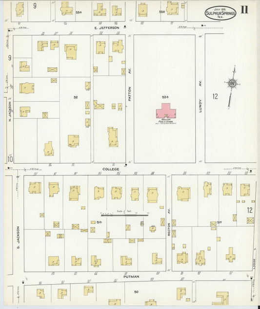 Sanborn Fire Insurance Map from Sulphur Springs, Hopkins County, Texas (1915), Sheet #0011 - Historic Sanborn Fire Insurance Map Print, vintage old map wall art, antique decor, genealogy gift, Texas Texas map