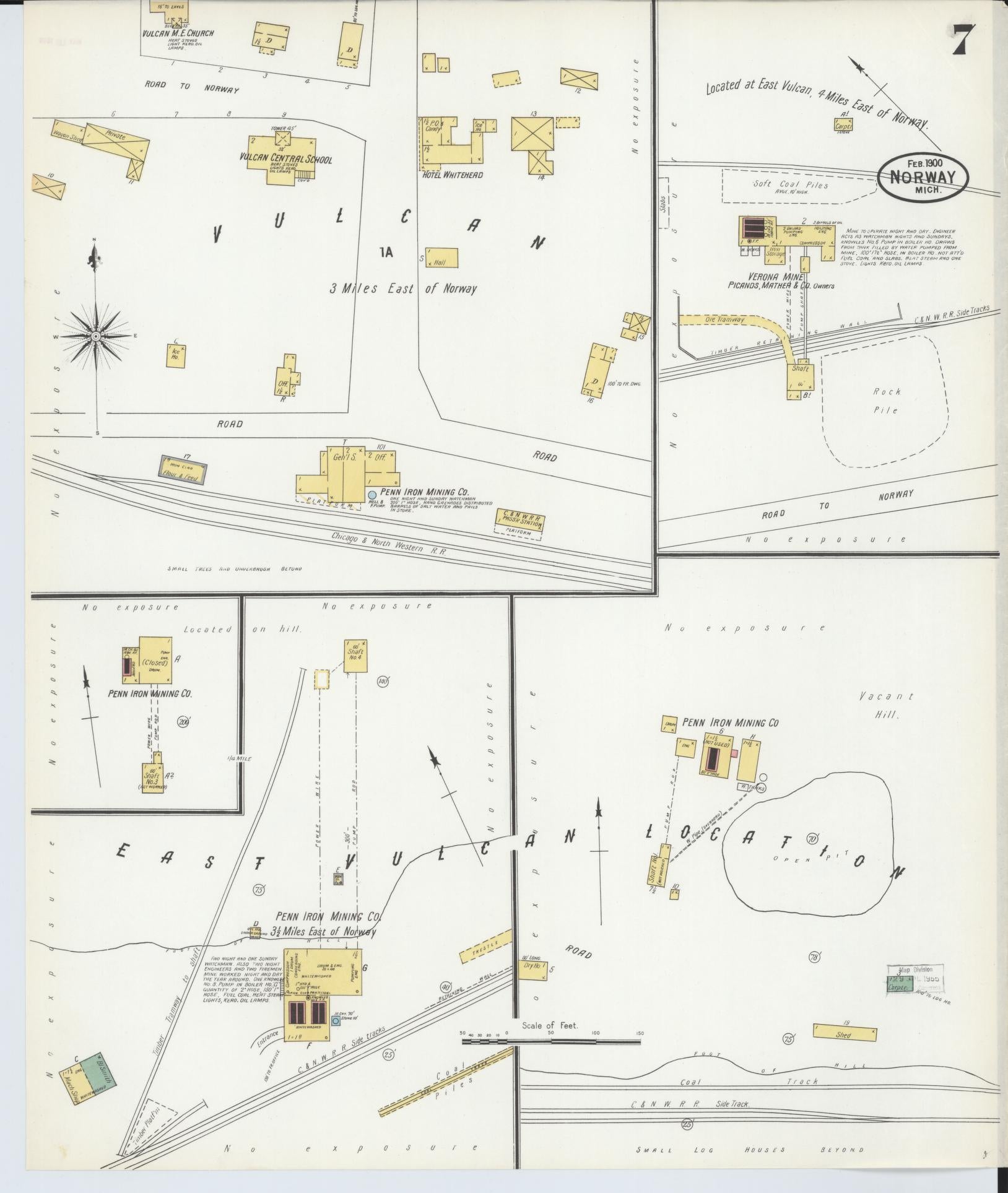 Sanborn Fire Insurance Map from Norway, Dickinson County, Michigan (1900), Sheet #0007 - Complete Map Set gallery image, historic Sanborn map, vintage wall art, Michigan Michigan