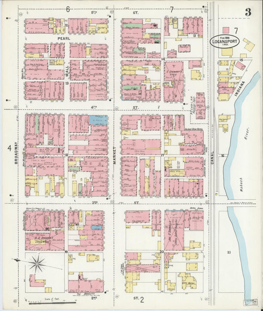 Sanborn Fire Insurance Map from Logansport, Cass County, Indiana (1898), Sheet #0003 - Historic Sanborn Fire Insurance Map Print, vintage old map wall art, antique decor, genealogy gift, Indiana Indiana map