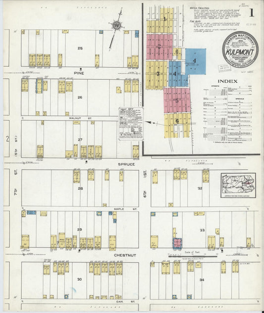 Sanborn Fire Insurance Map from Kulpmont, Northumberland County, Pennsylvania (1920), Sheet #0001 - Complete Map Set gallery image, historic Sanborn map, vintage wall art, Pennsylvania Pennsylvania