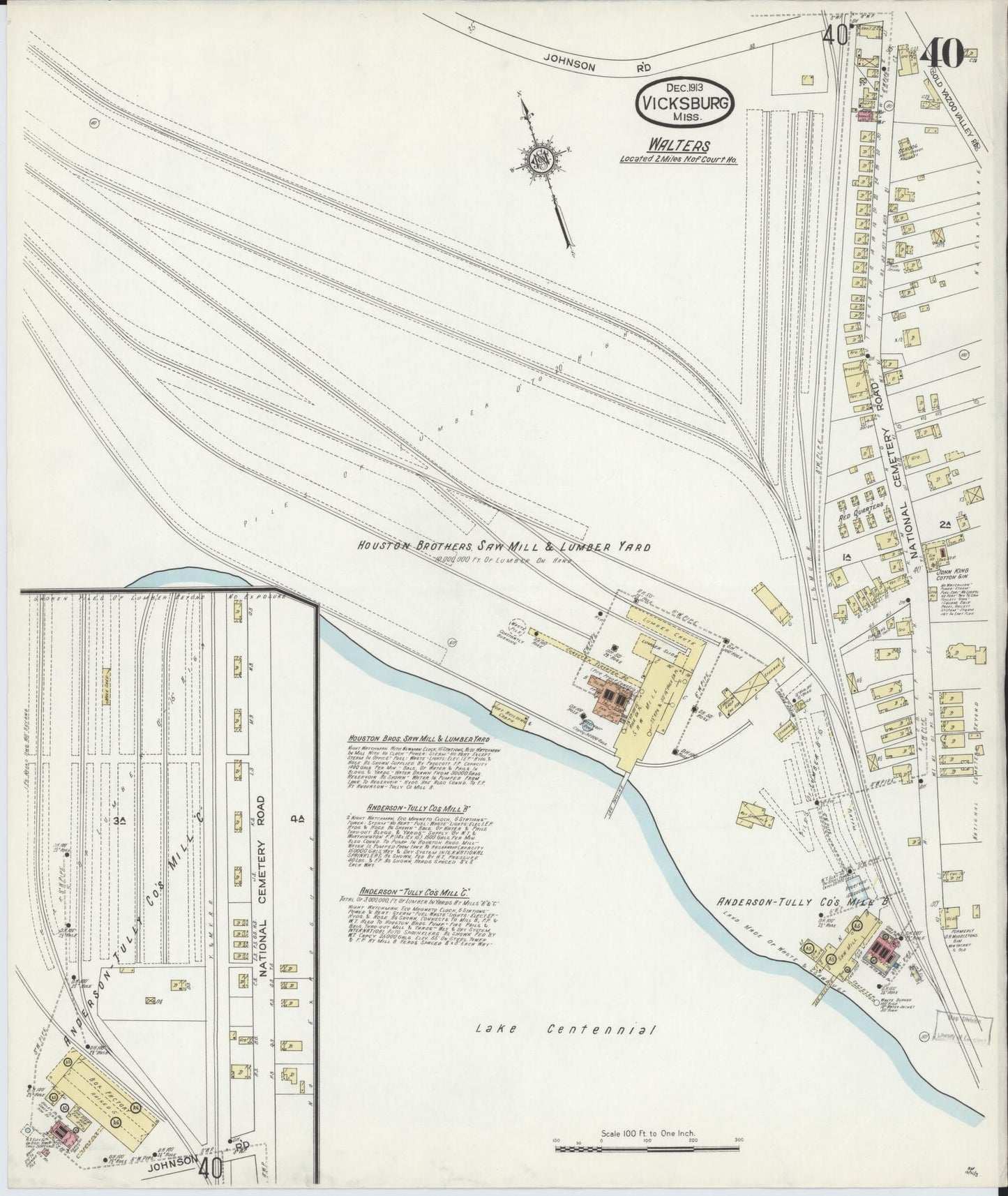 Sanborn Fire Insurance Map from Vicksburg, Warren County, Mississippi (1913), Sheet #0040 - Complete Map Set gallery image, historic Sanborn map, vintage wall art, Mississippi Mississippi