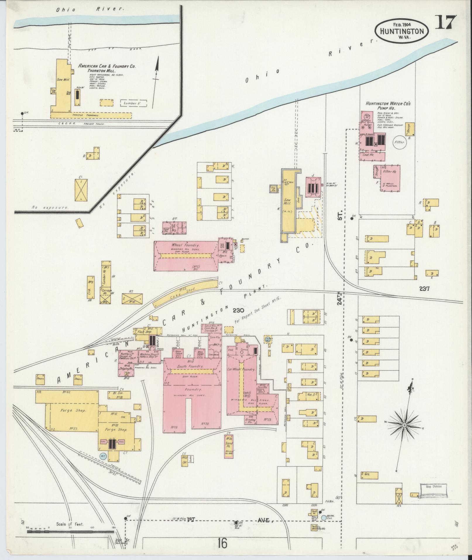 Sanborn Fire Insurance Map from Huntington, Cabell County, West Virginia (1904), Sheet #0017 - Complete Map Set gallery image, historic Sanborn map, vintage wall art, West Virginia West Virginia