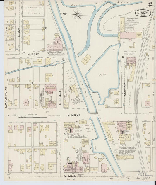 Sanborn Fire Insurance Map from Sidney, Shelby County, Ohio (1887), Sheet #0002 - Historic Sanborn Fire Insurance Map Print, vintage old map wall art, antique decor, genealogy gift, Ohio Ohio map