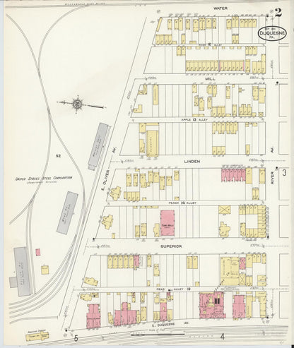Sanborn Fire Insurance Map from Duquesne, Allegheny County, Pennsylvania (1911), Sheet #0002 - Complete Map Set gallery image, historic Sanborn map, vintage wall art, Pennsylvania Pennsylvania