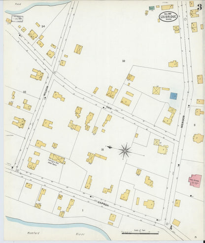 Sanborn Fire Insurance Map from Uxbridge, Worcester County, Massachusetts (1903), Sheet #0003 - Complete Map Set gallery image, historic Sanborn map, vintage wall art, Massachusetts Massachusetts