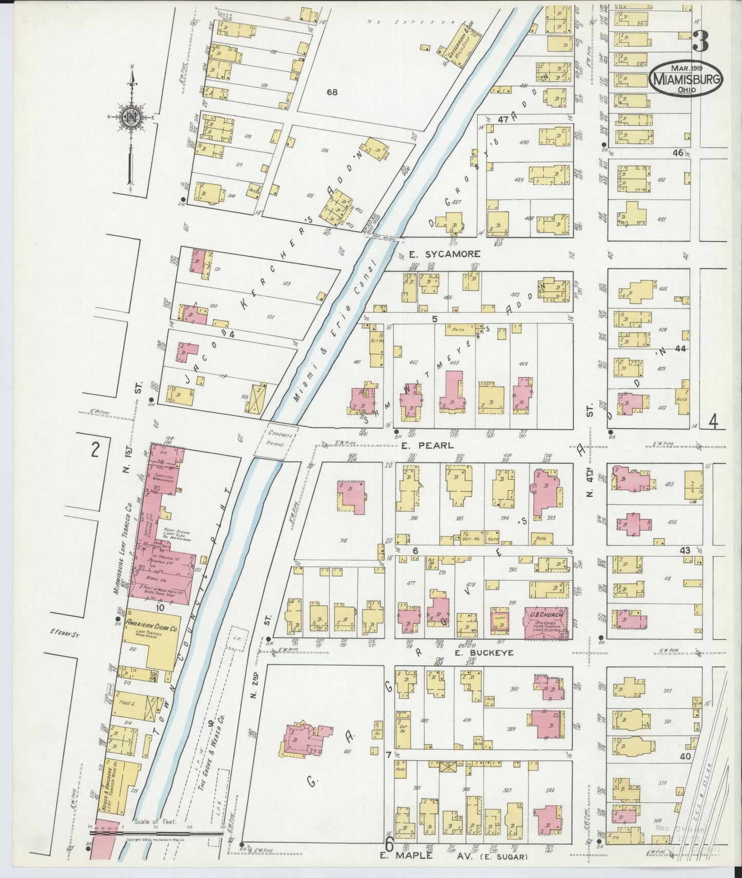 Sanborn Fire Insurance Map from Miamisburg, Montgomery County, Ohio (1919), Sheet #0003 - Complete Map Set gallery image, historic Sanborn map, vintage wall art, Ohio Ohio