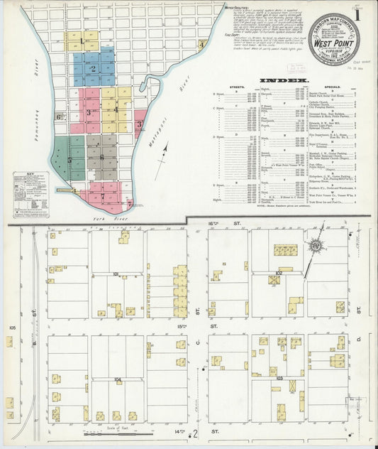 Sanborn Fire Insurance Map from West Point, King William County, Virginia. (1912) – Historic Sanborn Fire Insurance Map Print