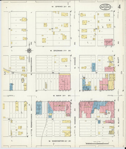 Sanborn Fire Insurance Map from Anthony, Harper County, Kansas (1915), Sheet #0004 - Complete Map Set gallery image, historic Sanborn map, vintage wall art, Kansas Kansas