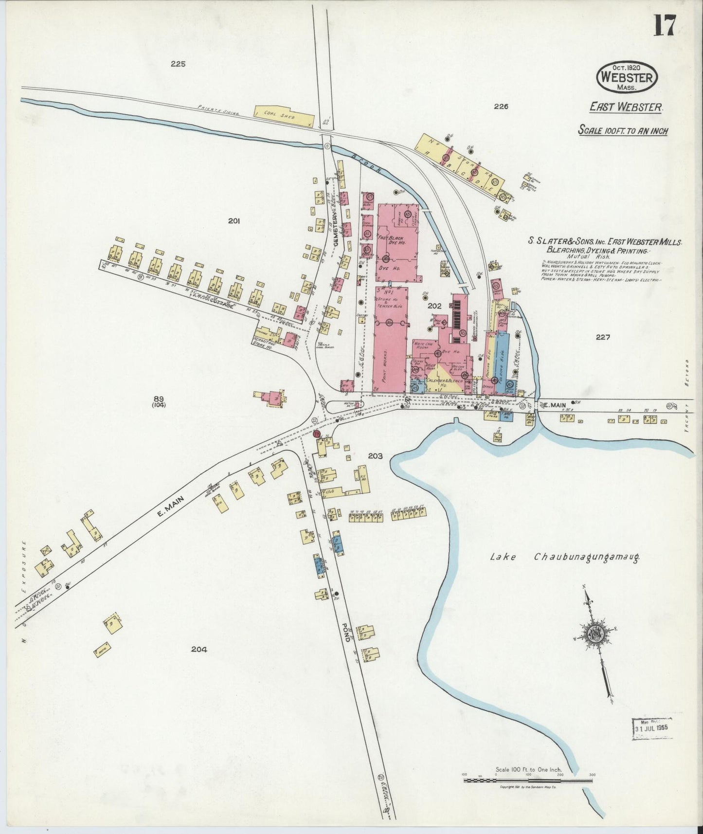 Sanborn Fire Insurance Map from Webster, Worcester County, Massachusetts (1920), Sheet #0017 - Complete Map Set gallery image, historic Sanborn map, vintage wall art, Massachusetts Massachusetts