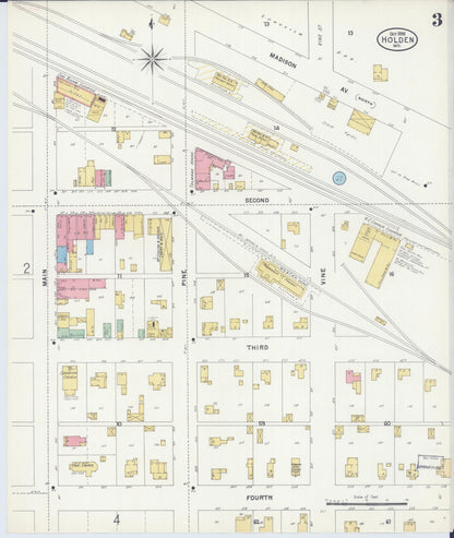 Sanborn Fire Insurance Map from Holden, Johnson County, Missouri (1898), Sheet #0003 - Complete Map Set gallery image, historic Sanborn map, vintage wall art, Missouri Missouri