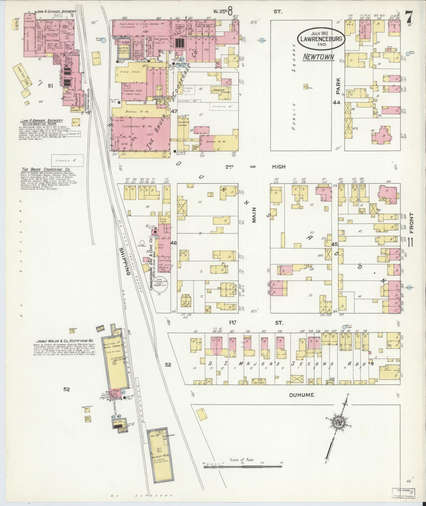 Sanborn Fire Insurance Map from Lawrenceburg, Dearborn County, Indiana (1910), Sheet #0007 - Complete Map Set gallery image, historic Sanborn map, vintage wall art, Indiana Indiana