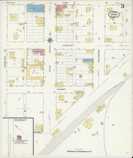 Sanborn Fire Insurance Map from Spiro, Le Flore County, Oklahoma (1913), Sheet #0003 - Historic Sanborn Fire Insurance Map Print, vintage old map wall art, antique decor, genealogy gift, Oklahoma Oklahoma map