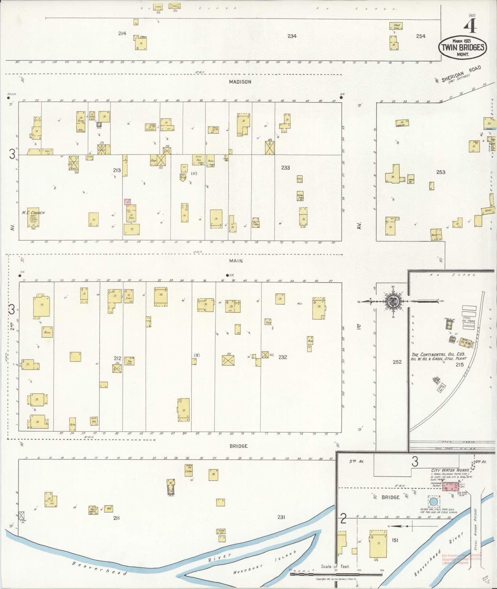Sanborn Fire Insurance Map from Twin Bridges, Madison County, Montana (1921), Sheet #0004 - Complete Map Set gallery image, historic Sanborn map, vintage wall art, Montana Montana
