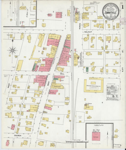 Sanborn Fire Insurance Map from Summitville, Madison County, Indiana (1902), Sheet #0001 - Historic Sanborn Fire Insurance Map Print, vintage old map wall art, antique decor, genealogy gift, Indiana Indiana map