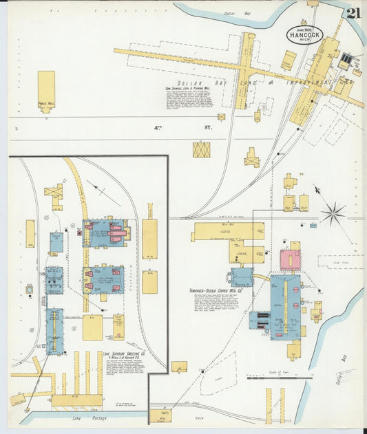 Sanborn Fire Insurance Map from Houghton, Houghton County, Michigan (1900), Sheet #0021 - Historic Sanborn Fire Insurance Map Print, vintage old map wall art, antique decor, genealogy gift, Michigan Michigan map