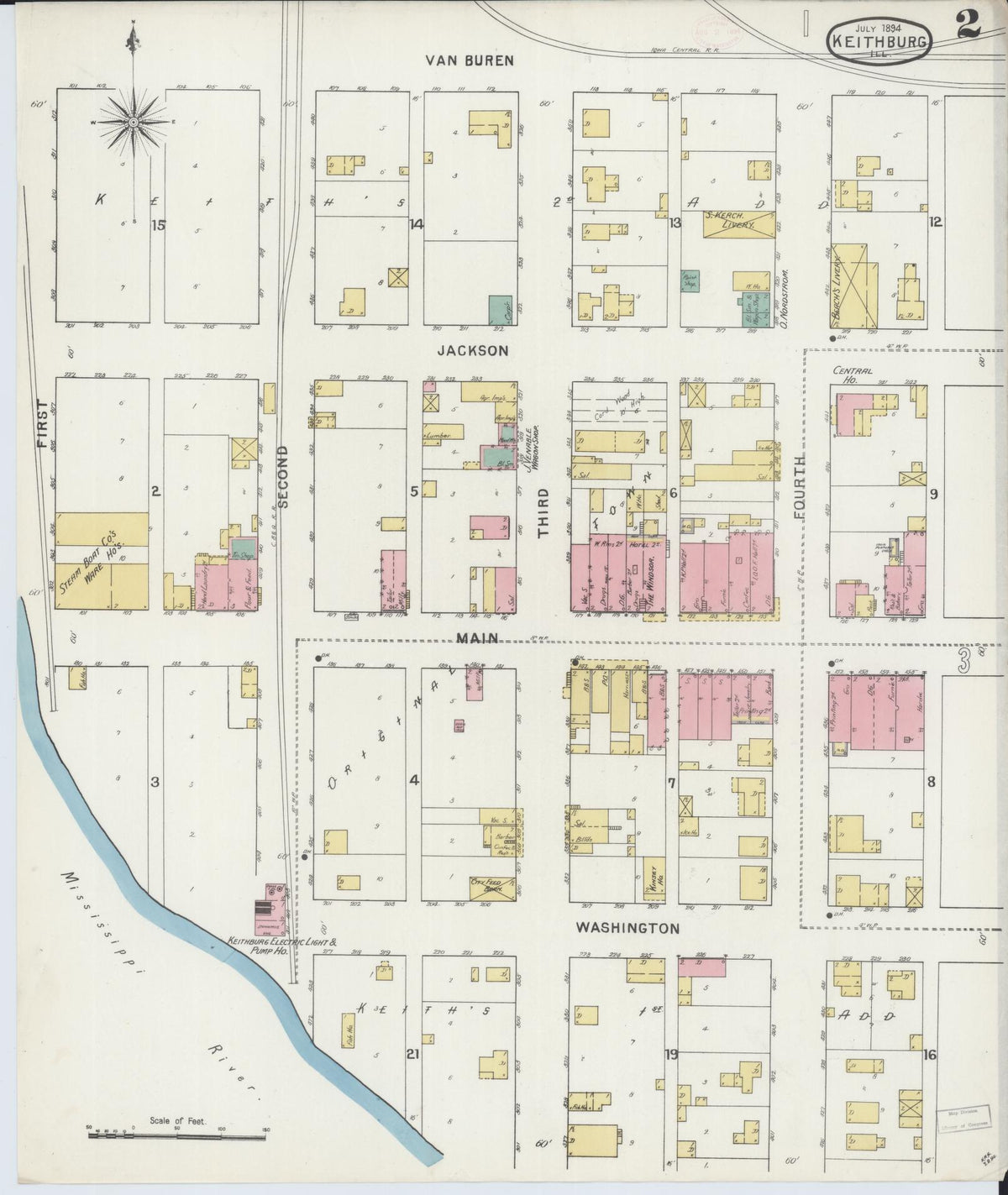 Sanborn Fire Insurance Map from Keithsburg, Mercer County, Illinois (1894), Sheet #0002 - Complete Map Set gallery image, historic Sanborn map, vintage wall art, Illinois Illinois