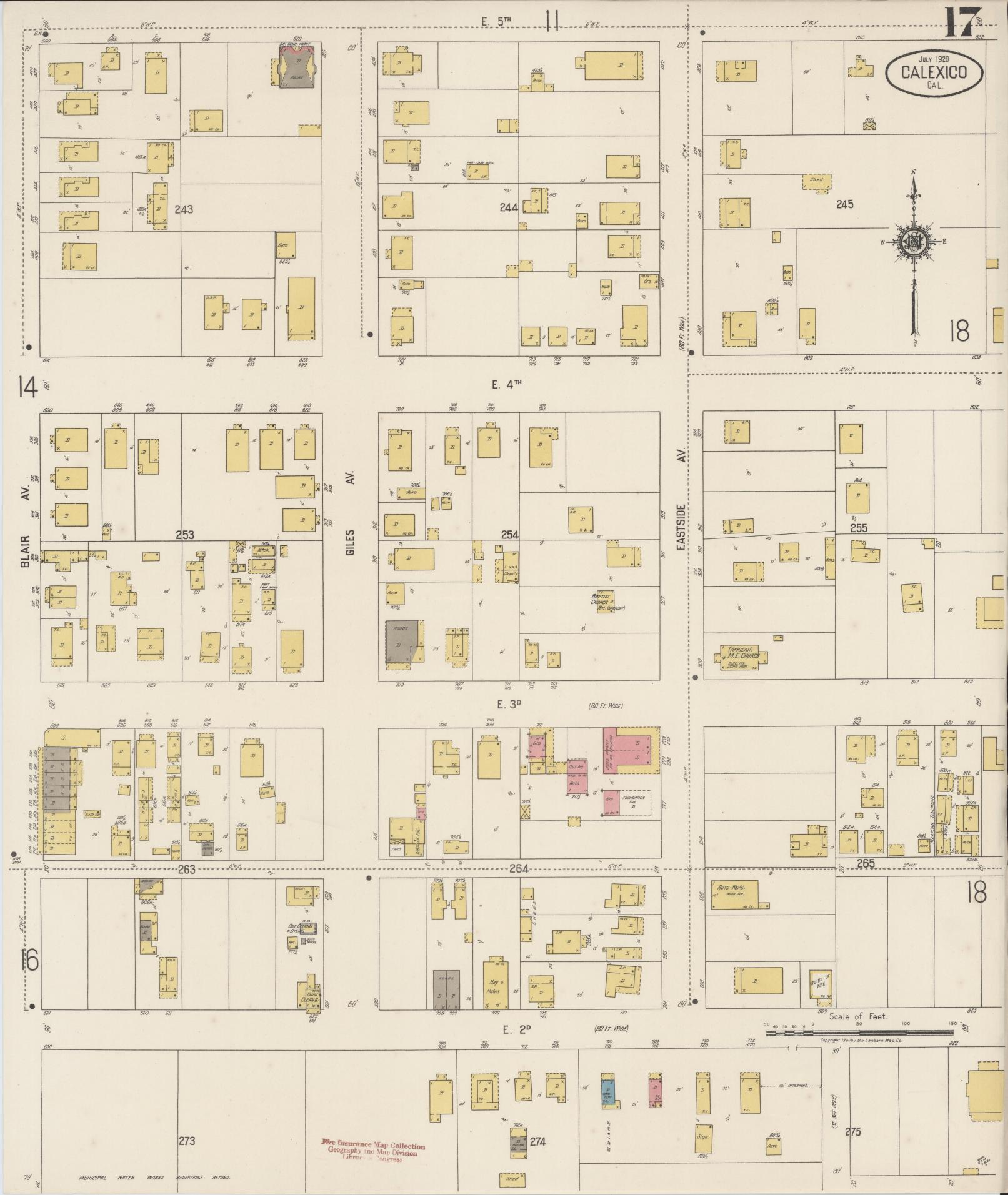 Sanborn Fire Insurance Map from Calexico, Imperial County, California (1920), Sheet #0017 - Complete Map Set gallery image, historic Sanborn map, vintage wall art, California California