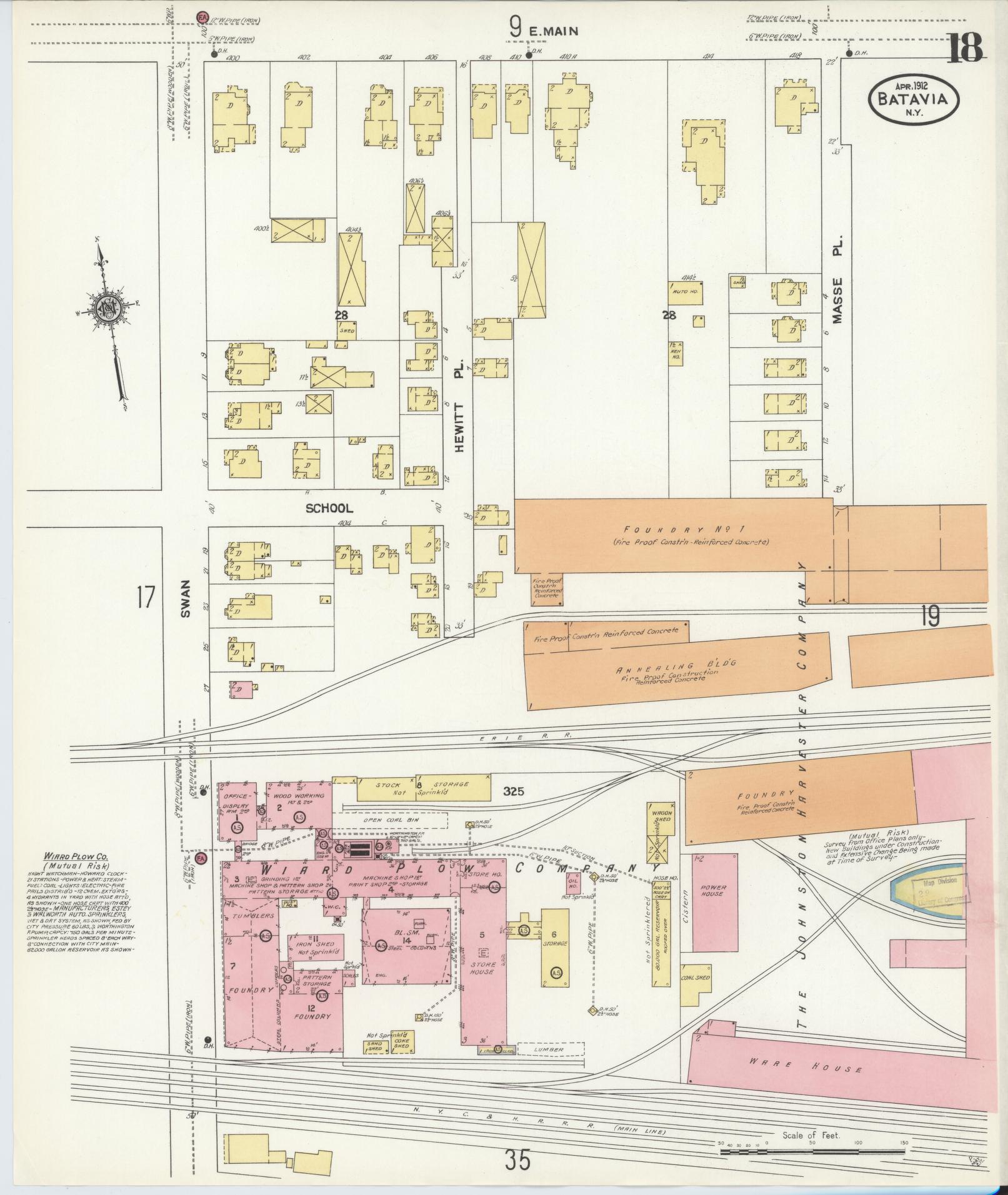 Sanborn Fire Insurance Map from Batavia, Genesee County, New York (1912), Sheet #0018 - Complete Map Set gallery image, historic Sanborn map, vintage wall art, New York New York