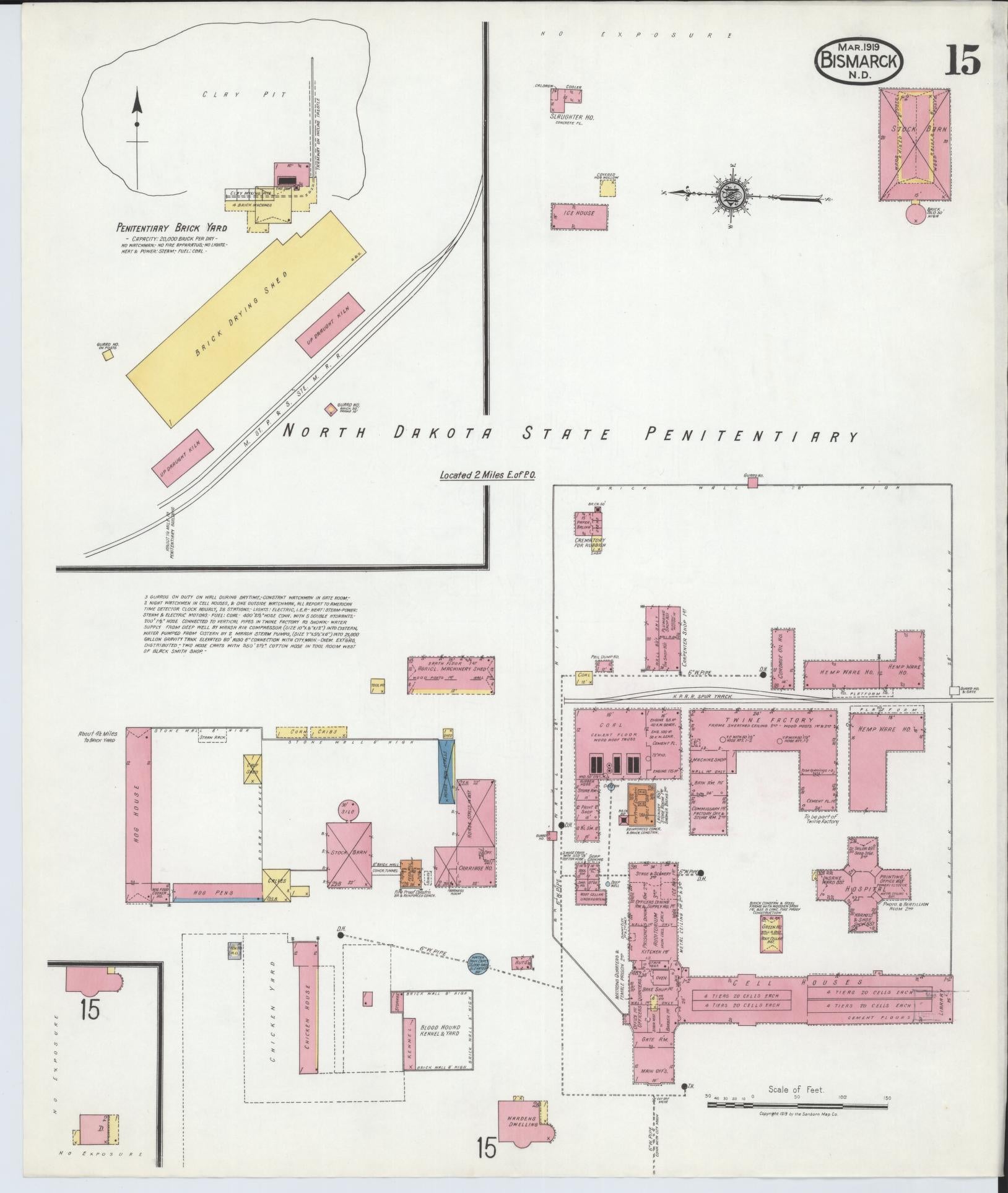 Sanborn Fire Insurance Map from Bismarck, Burleigh County, North Dakota (1919), Sheet #0015 - Complete Map Set gallery image, historic Sanborn map, vintage wall art, North Dakota North Dakota