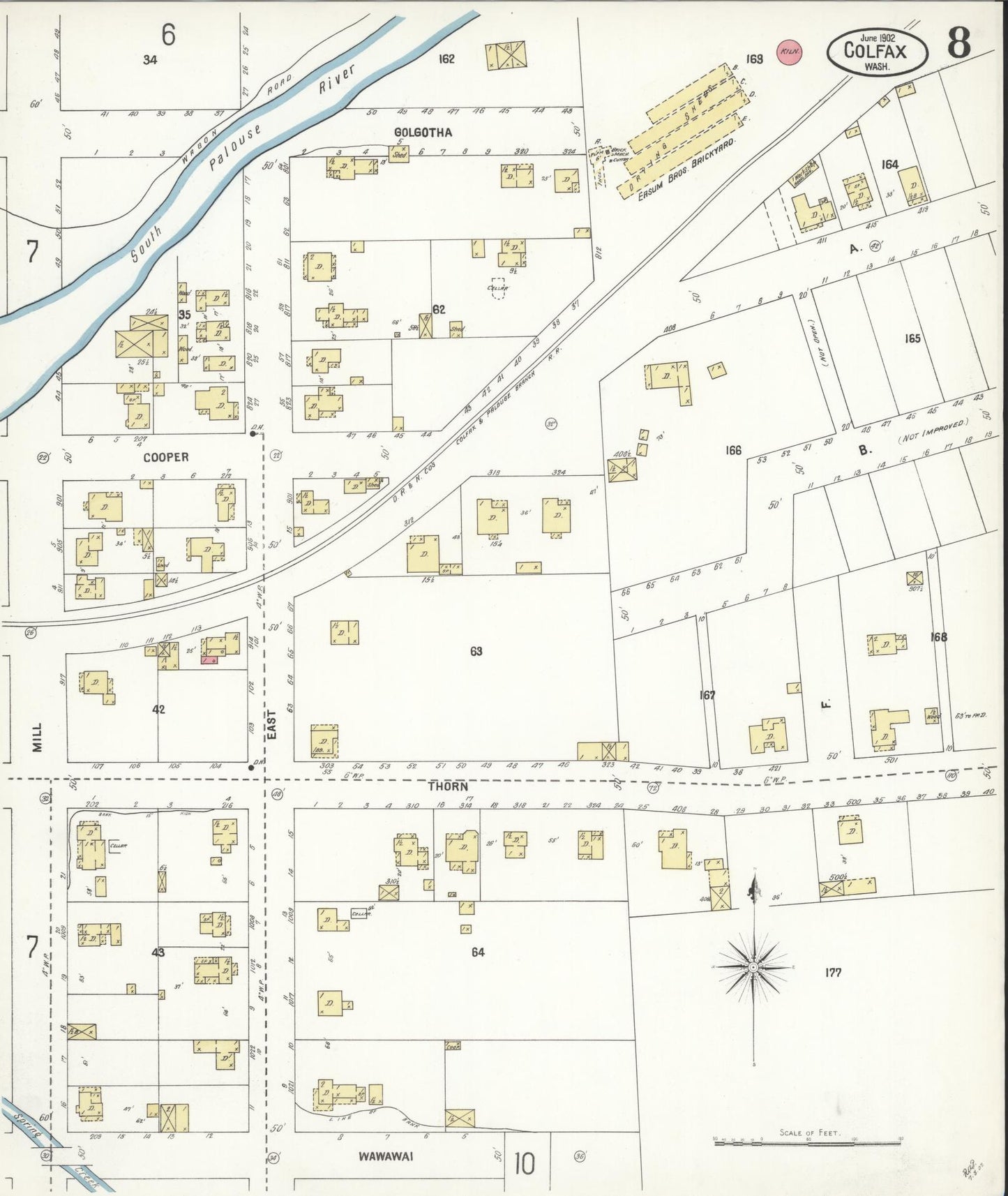 Sanborn Fire Insurance Map from Colfax, Whitman County, Washington (1902), Sheet #0008 - Complete Map Set gallery image, historic Sanborn map, vintage wall art, Washington Washington