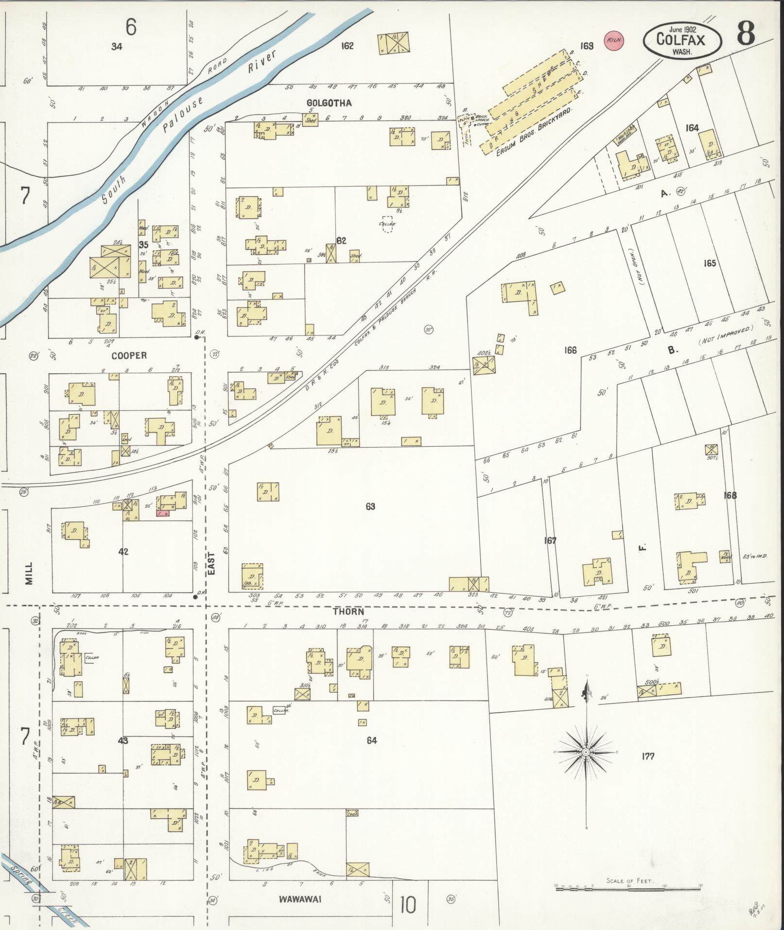 Sanborn Fire Insurance Map from Colfax, Whitman County, Washington (1902), Sheet #0008 - Complete Map Set gallery image, historic Sanborn map, vintage wall art, Washington Washington