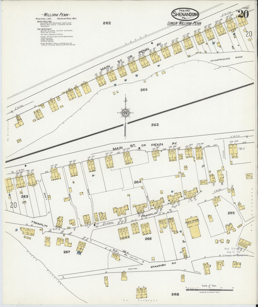 Sanborn Fire Insurance Map from Shenandoah, Schuylkill County, Pennsylvania (1921), Sheet #0020 - Historic Sanborn Fire Insurance Map Print, vintage old map wall art, antique decor, genealogy gift, Pennsylvania Pennsylvania map