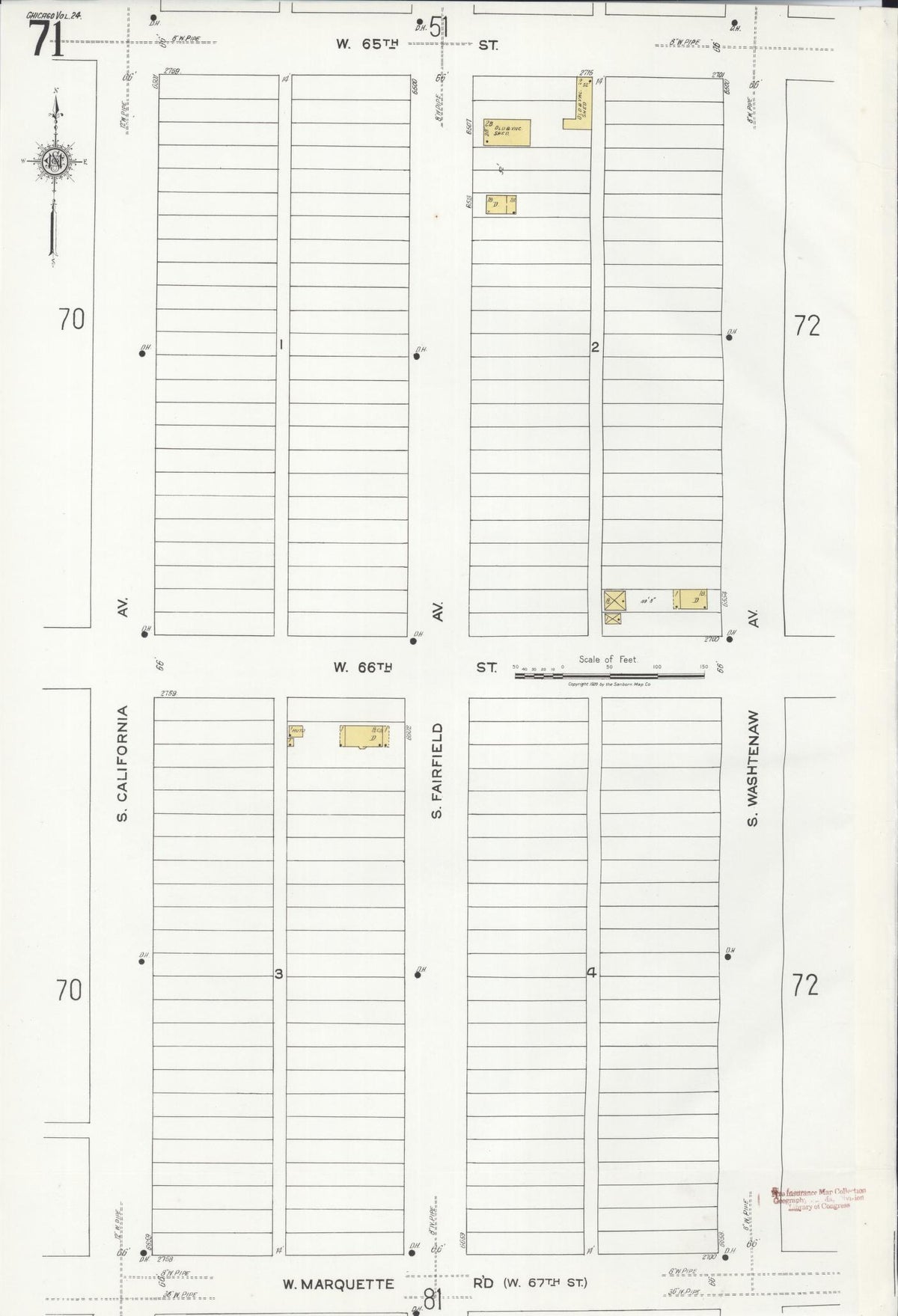 Sanborn Fire Insurance Map from Chicago, Cook County, Illinois (1920), Sheet #0071 - Historic Sanborn Fire Insurance Map Print, vintage old map wall art, antique decor, genealogy gift, Illinois Illinois map