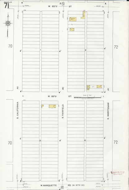 Sanborn Fire Insurance Map from Chicago, Cook County, Illinois (1920), Sheet #0071 - Historic Sanborn Fire Insurance Map Print, vintage old map wall art, antique decor, genealogy gift, Illinois Illinois map