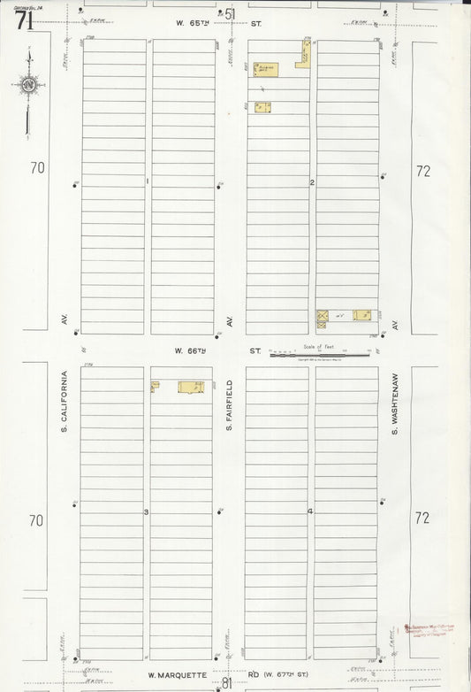 Sanborn Fire Insurance Map from Chicago, Cook County, Illinois (1920), Sheet #0071 - Historic Sanborn Fire Insurance Map Print, vintage old map wall art, antique decor, genealogy gift, Illinois Illinois map