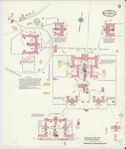 Sanborn Fire Insurance Map from Milledgeville, Baldwin County, Georgia (1913), Sheet #0009 - Complete Map Set gallery image, historic Sanborn map, vintage wall art, Georgia Georgia
