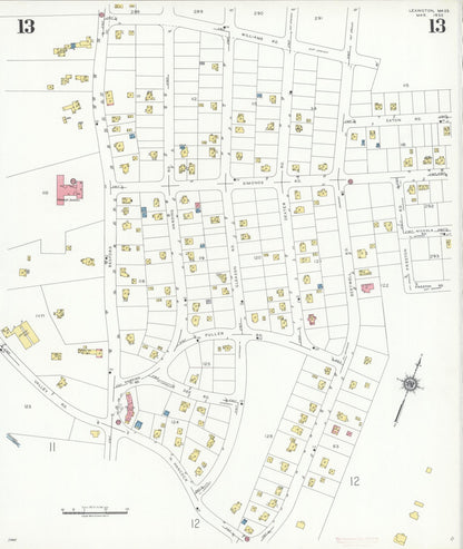 Sanborn Fire Insurance Map from Lexington, Middlesex County, Massachusetts (1935), Sheet #0013 - Complete Map Set gallery image, historic Sanborn map, vintage wall art, Massachusetts Massachusetts