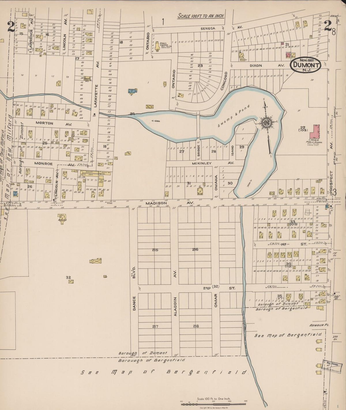Sanborn Fire Insurance Map from Dumont, Bergen County, New Jersey (1922), Sheet #0002 - Complete Map Set gallery image, historic Sanborn map, vintage wall art, New Jersey New Jersey