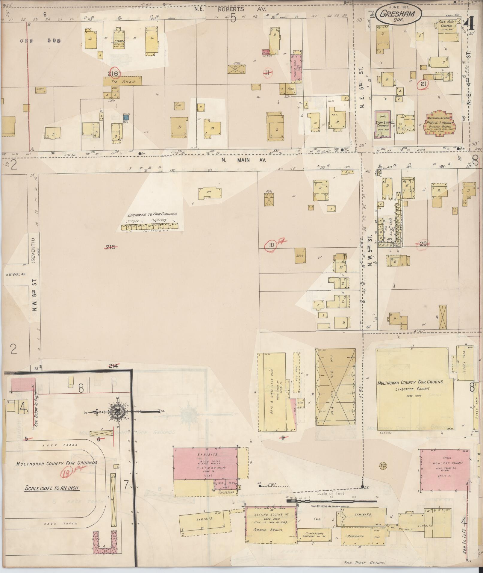 Sanborn Fire Insurance Map from Gresham, Multnomah County, Oregon (1941), Sheet #0004 - Complete Map Set gallery image, historic Sanborn map, vintage wall art, Oregon Oregon