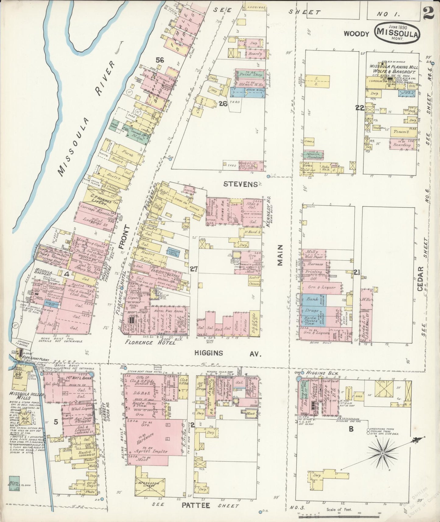 Sanborn Fire Insurance Map from Missoula, Missoula County, Montana (1890), Sheet #0002 - Complete Map Set gallery image, historic Sanborn map, vintage wall art, Montana Montana