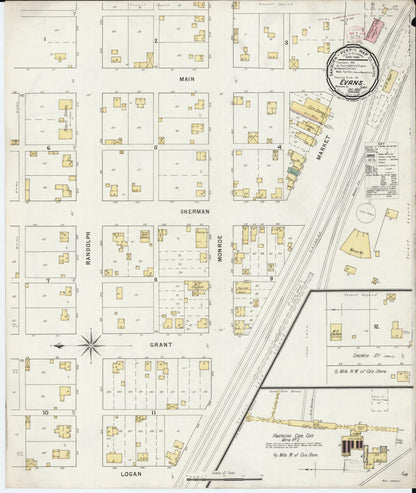 Sanborn Fire Insurance Map from Evans, Mahaska County, Iowa (1895), Sheet #0001 - Historic Sanborn Fire Insurance Map Print, vintage old map wall art