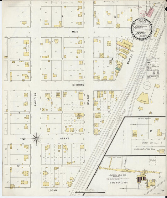 Sanborn Fire Insurance Map from Evans, Mahaska County, Iowa (1895), Sheet #0001 - Historic Sanborn Fire Insurance Map Print, vintage old map wall art