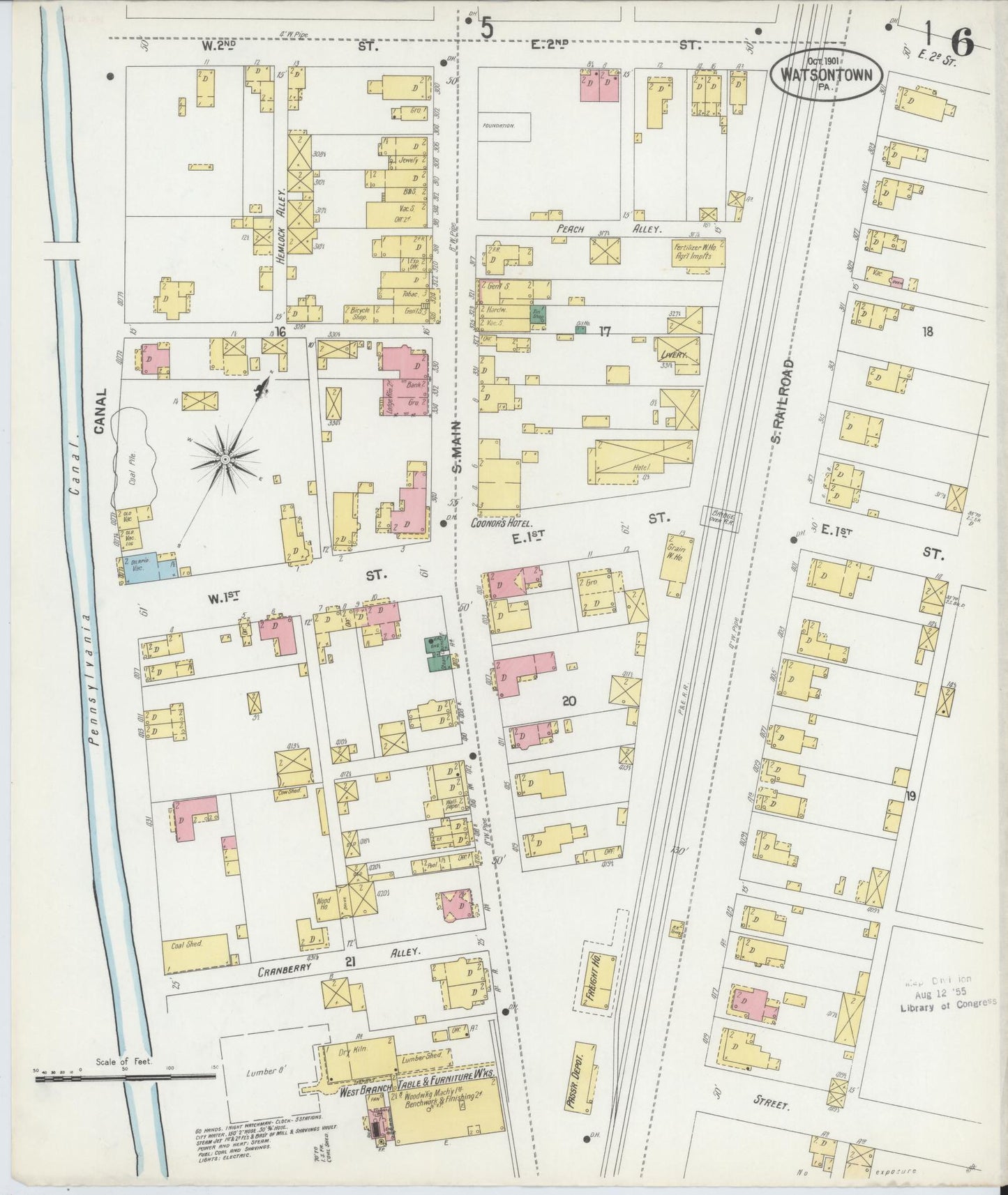 Sanborn Fire Insurance Map from Watsontown, Northumberland County, Pennsylvania (1901), Sheet #0006 - Complete Map Set gallery image, historic Sanborn map, vintage wall art, Pennsylvania Pennsylvania