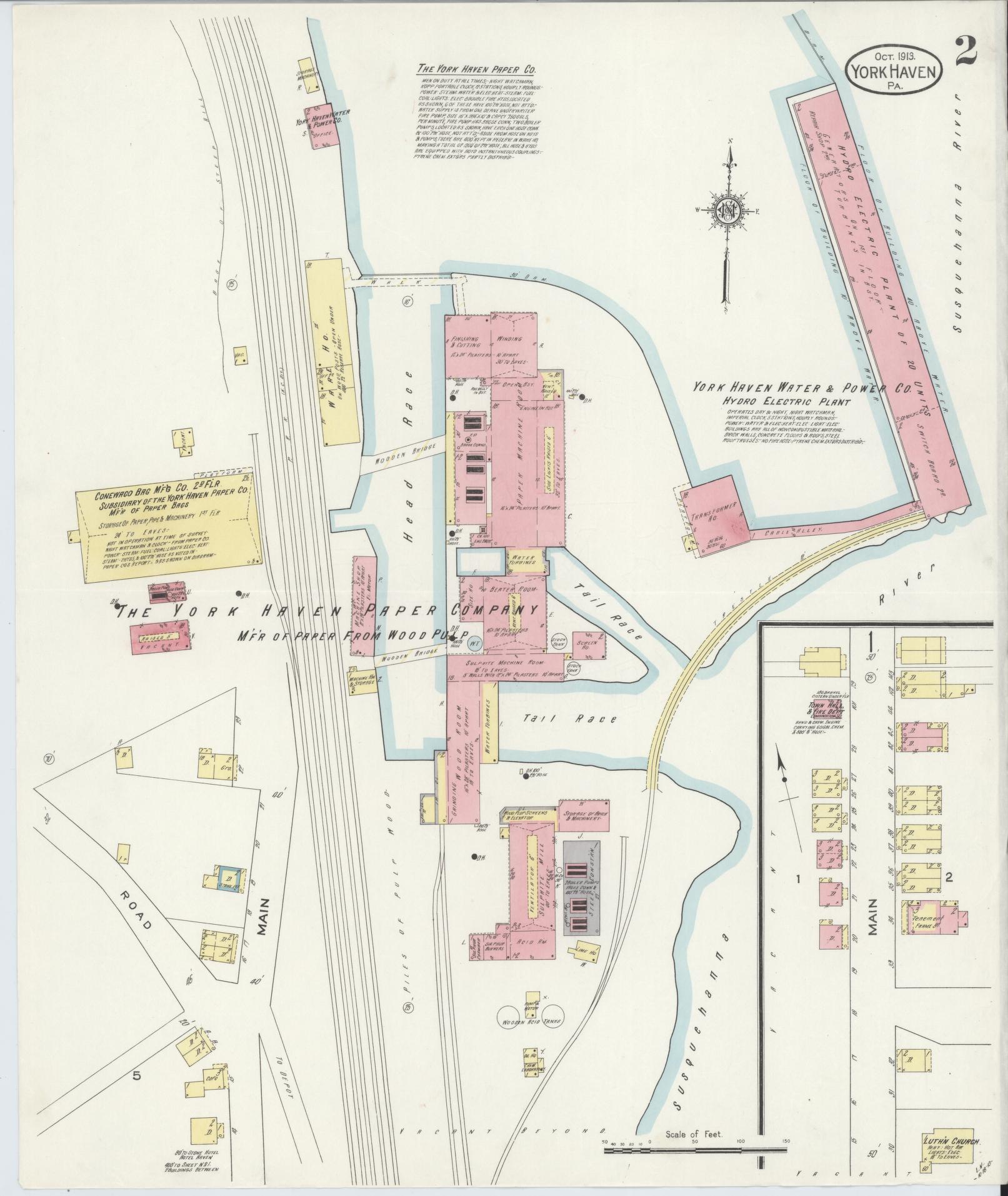 Sanborn Fire Insurance Map from York Haven, York County, Pennsylvania (1913), Sheet #0002 - Complete Map Set gallery image, historic Sanborn map, vintage wall art, Pennsylvania Pennsylvania