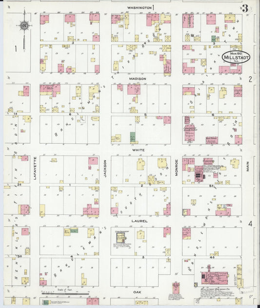 Sanborn Fire Insurance Map from Millstadt, Saint Clair County, Illinois (1910), Sheet #0003 - Historic Sanborn Fire Insurance Map Print, vintage old map wall art, antique decor, genealogy gift, Illinois Illinois map