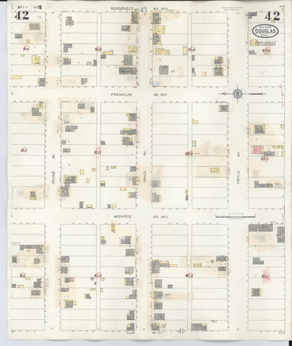 Sanborn Fire Insurance Map from Douglas, Cochise County, Arizona (1947), Sheet #0042 - Complete Map Set gallery image, historic Sanborn map, vintage wall art, Arizona Arizona