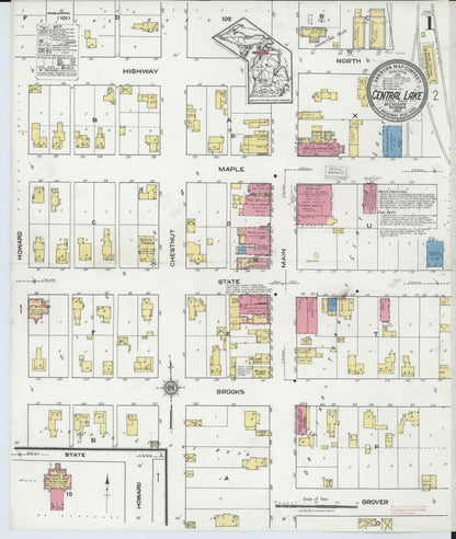 Sanborn Fire Insurance Map from Central Lake, Antrim County, Michigan (1920), Sheet #0001 - Complete Map Set gallery image, historic Sanborn map, vintage wall art, Michigan Michigan