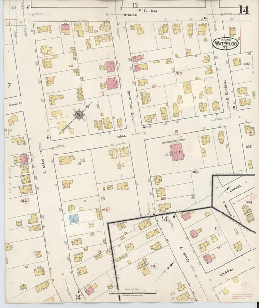 Sanborn Fire Insurance Map from Waterloo, Seneca County, New York (1948), Sheet #0014 - Historic Sanborn Fire Insurance Map Print, vintage old map wall art, antique decor, genealogy gift, New York New York map