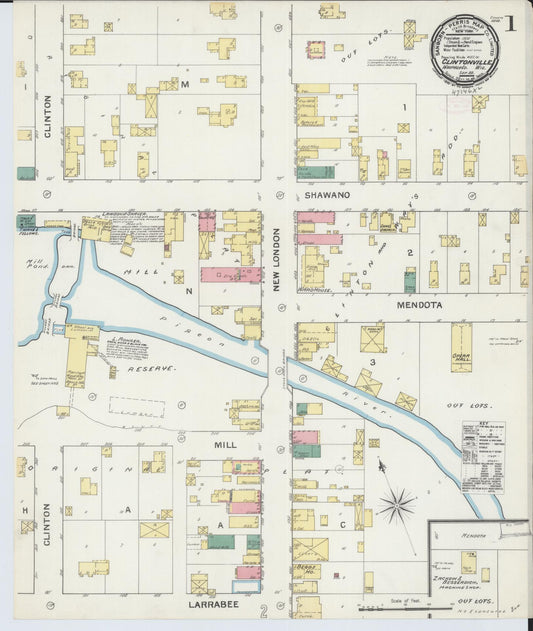 Sanborn Fire Insurance Map from Clintonville, Waupaca County, Wisconsin (1892), Sheet #0001 - Complete Map Set gallery image, historic Sanborn map, vintage wall art, Wisconsin Wisconsin