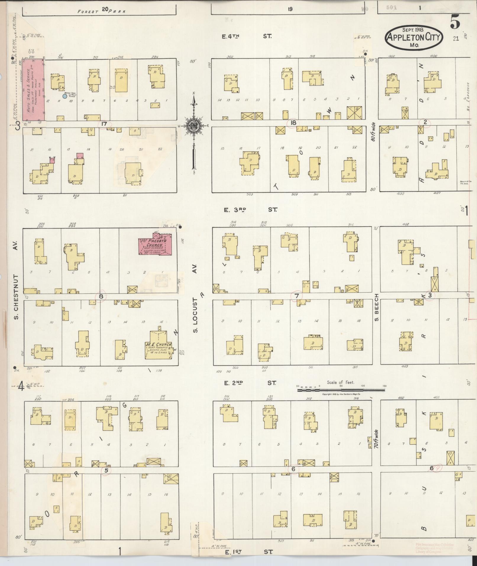 Sanborn Fire Insurance Map from Appleton City, Saint Clair County, Missouri (1935), Sheet #0005 - Complete Map Set gallery image, historic Sanborn map, vintage wall art, Missouri Missouri