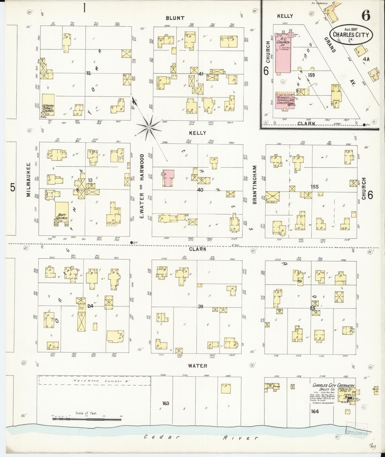 Sanborn Fire Insurance Map from Charles City, Floyd County, Iowa (1897), Sheet #0006 - Historic Sanborn Fire Insurance Map Print